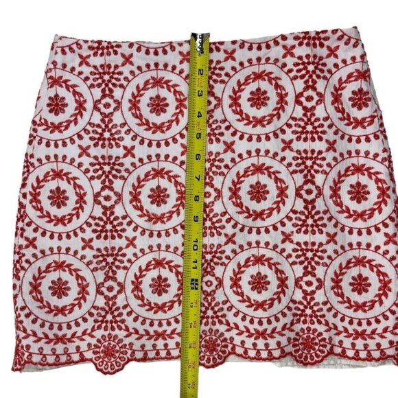 Ann Taylor LOFT Embroidered Colorful Mini Skirt Fully Lined Size 4 Petite - Picture 9 of 13